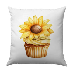 Sunflower Cupcake Pillow, Floral Pillow, Food Pillow, Decorative Pillow, Novelty Pillow, Kitchen Decor, Unique Gift, Home Decor - Tawshia