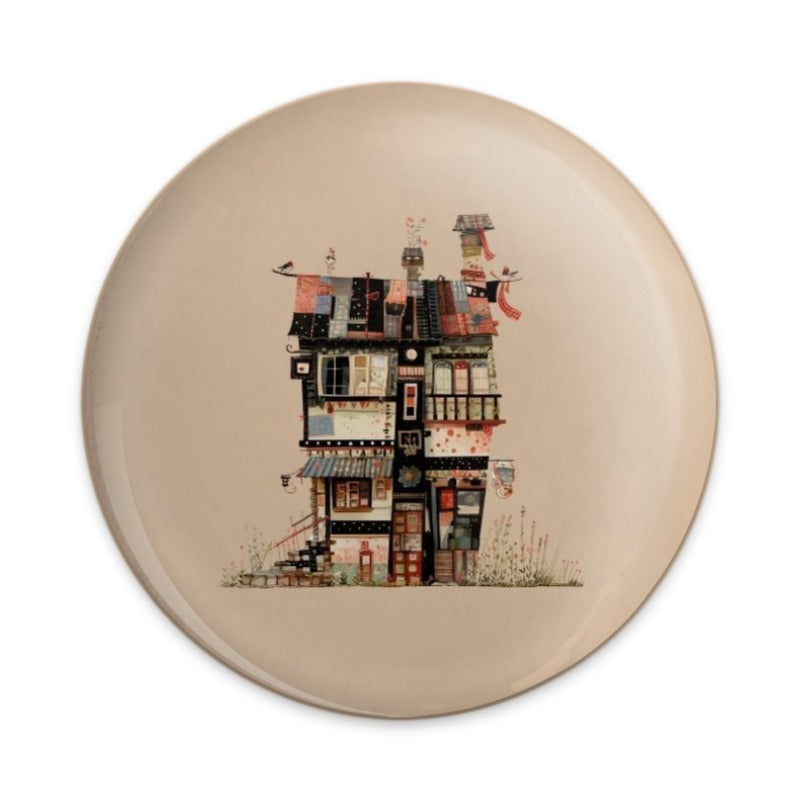 Whimsical House Pinback Button, Quirky Architecture Badge, Colorful Building Pin, Unique Home Accessory, Gift for Artists, Fun Button - Tawshia