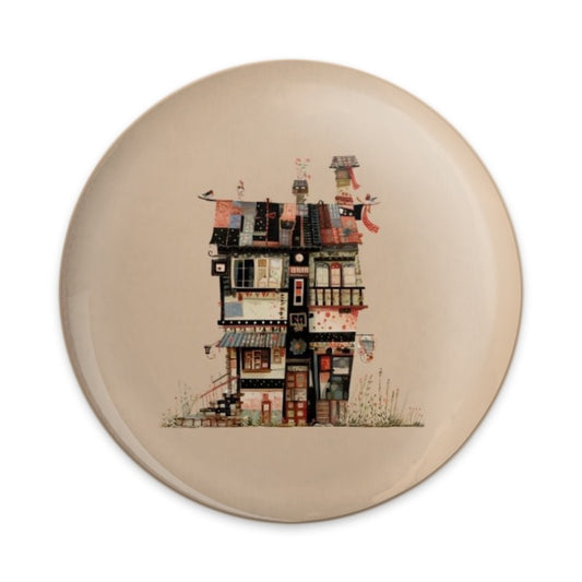 Whimsical House Pinback Button, Quirky Architecture Badge, Colorful Building Pin, Unique Home Accessory, Gift for Artists, Fun Button - Tawshia