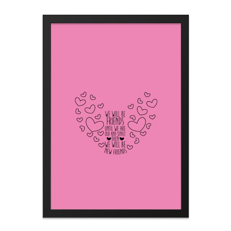 Friendship Heart Wall Art, Friends Forever Quote Decor, Cute Pink Wall Decor, Best Friend Gift, New Friends Wall Art Print - Tawshia