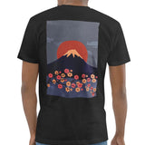 Scenic Mount Fuji Red Sun and Cherry Blossoms T-shirt product