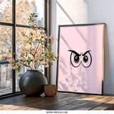 Angry Owl Eyes Wall Art, Funny Bird Print, Quirky Home Decor, Cartoon Style Art, Gift Idea for Animal Lovers, Unique Art Print - Tawshia