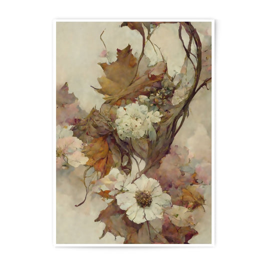 Floral Photographic Print, Botanical Art, Autumn Leaves, Vintage Style, Flower Wall Art, Home Decor, Fall Colors - Tawshia