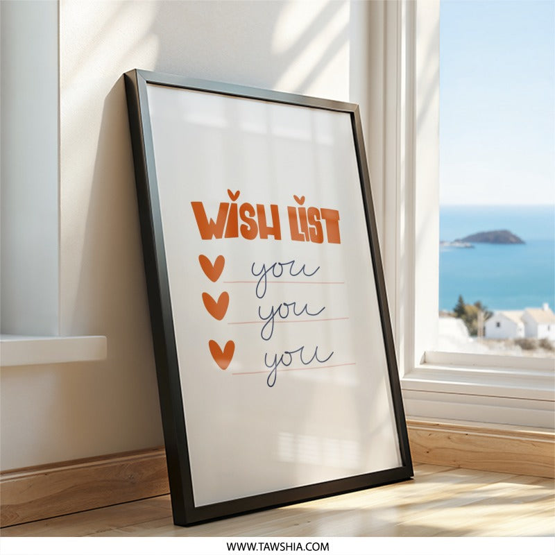 Wish List Wall Art, Modern Home Decor, Printable Art, Minimalist Art, Gift Idea, Wall Decor, You Wish List Wall Art, Trendy Room Decor - Tawshia