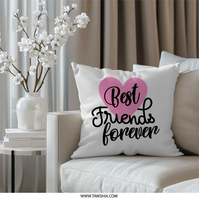 Best Friends Forever Pillow, Friendship Gift, BFF Decor, Home Decor Pillow, Pink Heart Pillow, Friendship Pillow, Cute Throw Pillow - Tawshia