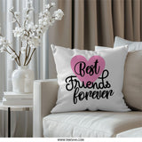 Best Friends Forever Pillow, Friendship Gift, BFF Decor, Home Decor Pillow, Pink Heart Pillow, Friendship Pillow, Cute Throw Pillow - Tawshia