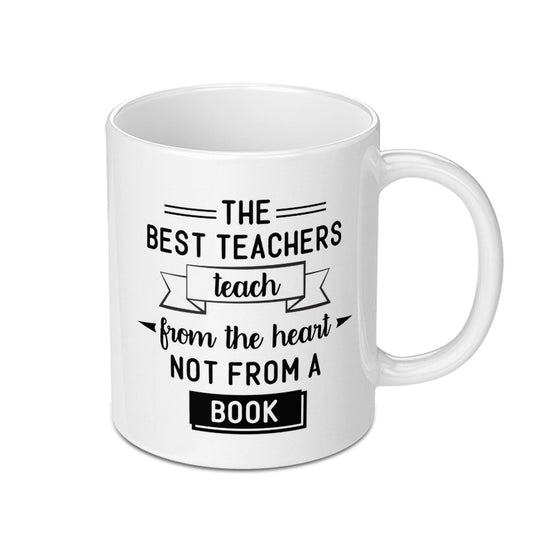 Teacher Mug Gift, Best Teacher Mug, Teacher Appreciation Gift, Teach from Heart Mug, Book Mug, Teacher Quote Mug, Coffee Mug - Tawshia
