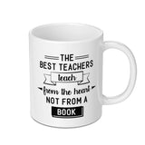 Teacher Mug Gift, Best Teacher Mug, Teacher Appreciation Gift, Teach from Heart Mug, Book Mug, Teacher Quote Mug, Coffee Mug - Tawshia