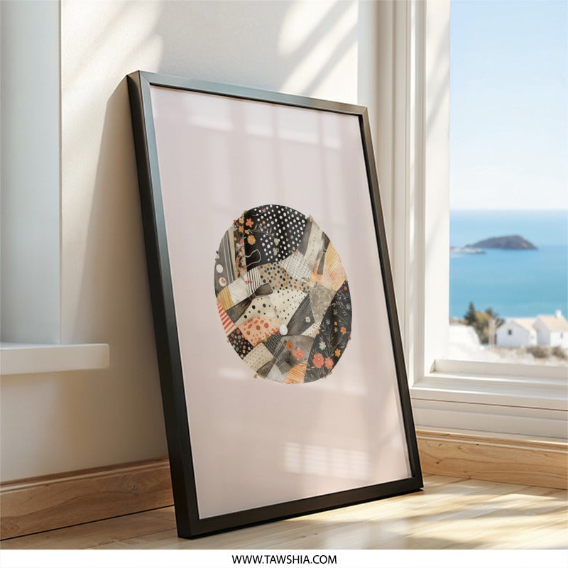 Abstract Circle Wall Art, Floral Pattern Print, Geometric Art, Contemporary Home Decor, Unique Wall Hanging - Tawshia