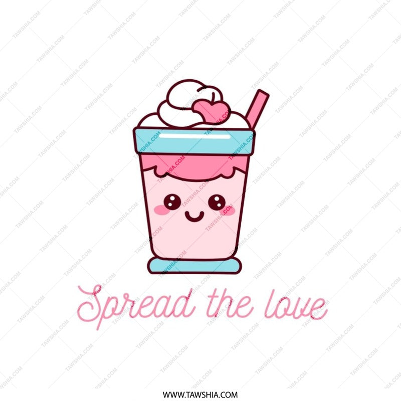 Spread the Love Pillow, Kawaii Drink Throw Pillow, Cute Milkshake Pillow, Romantic Home Decor, Anniversary Gift - Tawshia