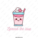 Spread the Love Pillow, Kawaii Drink Throw Pillow, Cute Milkshake Pillow, Romantic Home Decor, Anniversary Gift - Tawshia