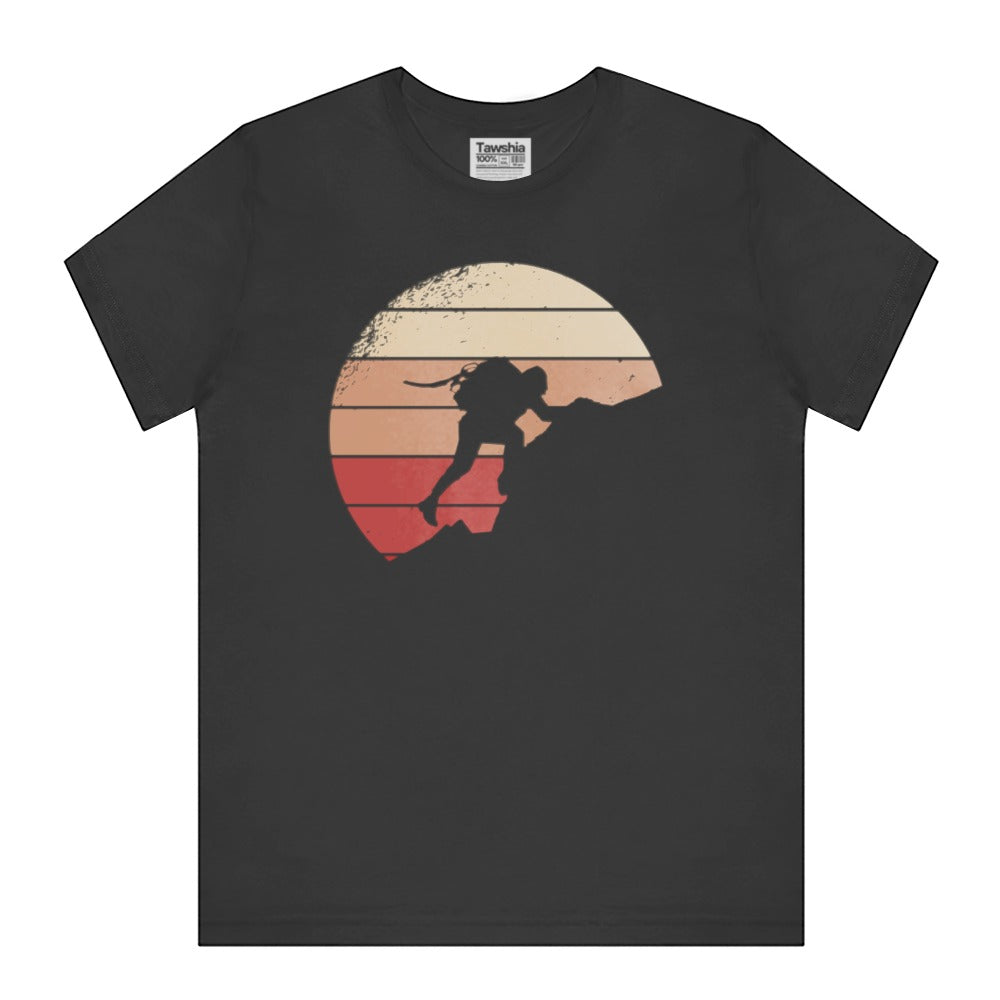 Retro Mountain Sunset Climbing T-Shirt product type