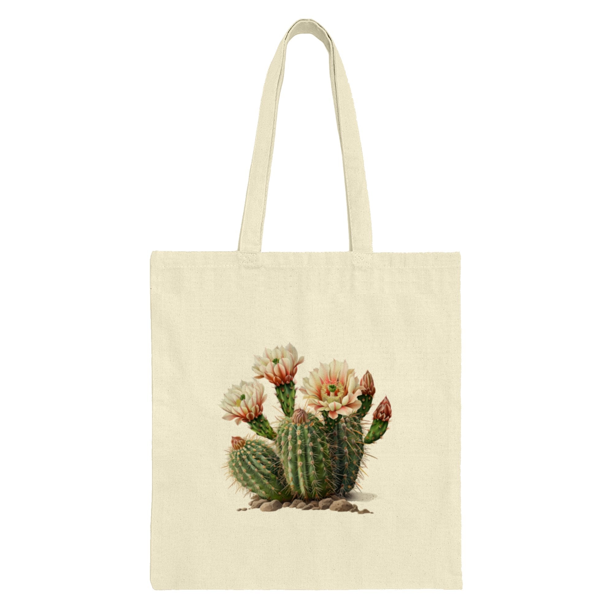 Stylish Beige Tote Bag with Flowering Cactus Design product