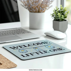 Welcome Little One MousePad, New Baby Gift, Baby Shower Decor, Cute Nursery Mouse Pad, Desk Accessory, Baby Clothes Line Art - Tawshia