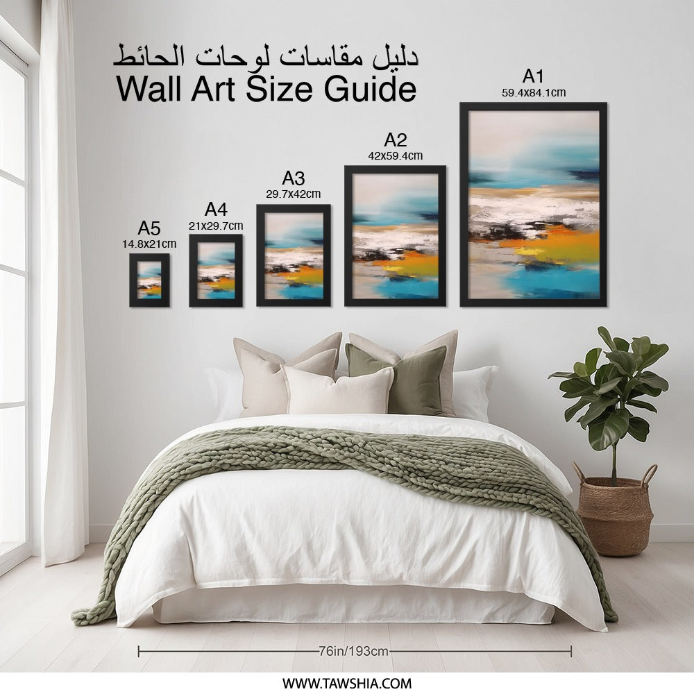 Abstract Landscape Wall Art, Coastal Painting Print, Modern Art Decor, Contemporary Home Decor, Ready to Hang Framed Art - Tawshia