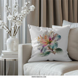 Floral Pillow, White Hibiscus Pillow, Tropical Flower Decor, Pastel Floral Pillow, Botanical Pillow Cover, Accent Pillow, Home Decor Pillow - Tawshia