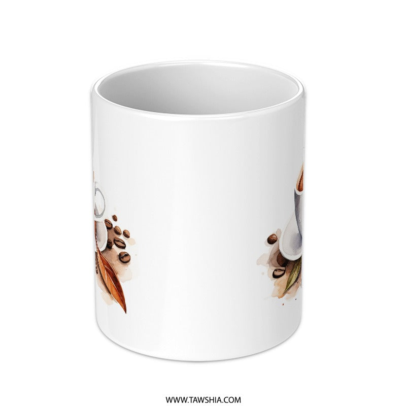 Coffee Lover Mug, Watercolor Coffee Cup, Coffee Beans Mug, Caffeine Addict Mug, Coffee Art Mug, Unique Coffee Mug Gift, Drinkware - Tawshia