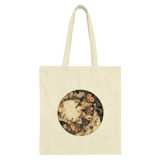 Floral Collage Tote Bag, Vintage Style, Circular Pattern, Everyday Bag, Unique Design, Trendy Tote, Gift Idea, Shopping Tote, Art Tote Bag - Tawshia