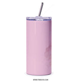 Pink Floral Tumbler, Arabic Quote, Gift for Friend, Elegant Tumbler, Drinkware, Travel Mug, Unique Design, Tumblers - Tawshia