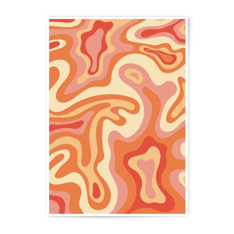 Retro Swirl Photographic Print, Abstract Art, 70s Decor, Orange and Cream, Wall Art, Home Decor, Modern Art Print, Groovy Art - Tawshia