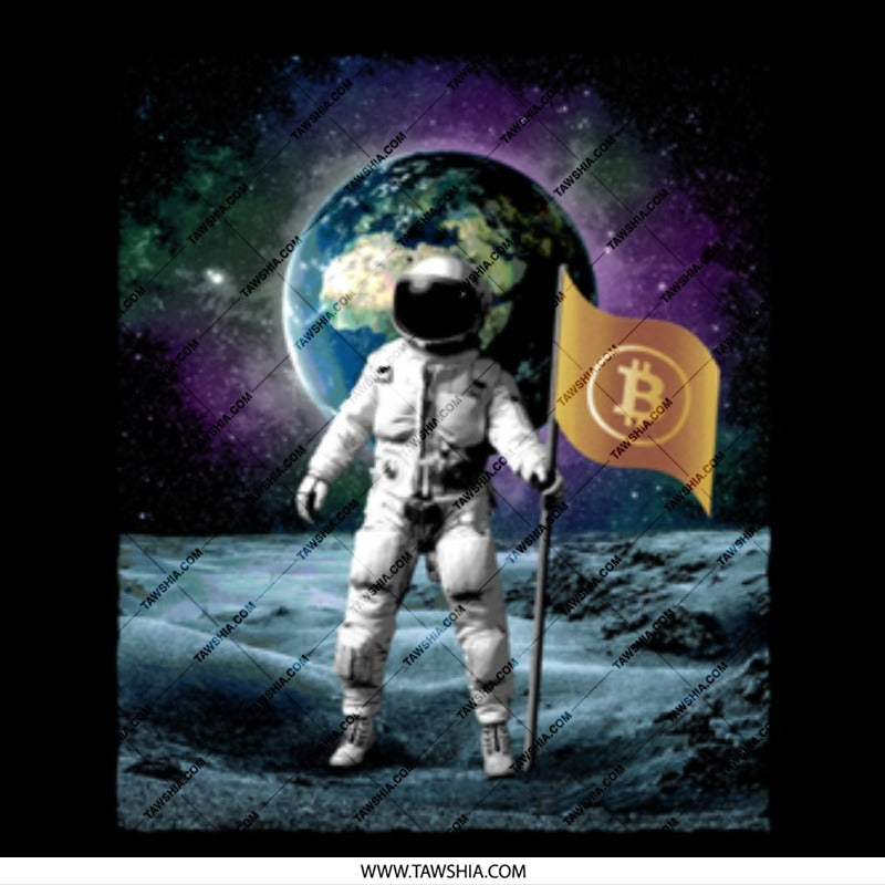 Bitcoin Flag on Moon Astronaut Design T-Shirt product type