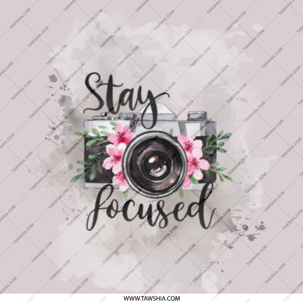 Stay Focused Camera Pocket Mirror, Floral Camera Gift, Photography Lover Present, Photographer Gift, Inspirational Pocket Mirror - Tawshia