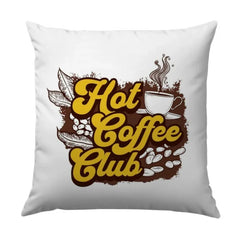 Hot Coffee Club Pillow, Coffee Lover Decor, Cafe Inspired Gift, Modern Home Accent, Unique Pillow Design - Tawshia