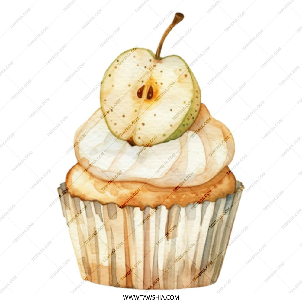 Cupcake Pear Tote Bag, Watercolor Dessert Bag, Sweet Treat Illustration, Foodie Gift, Unique Grocery Bag, Reusable Shopping Bag - Tawshia