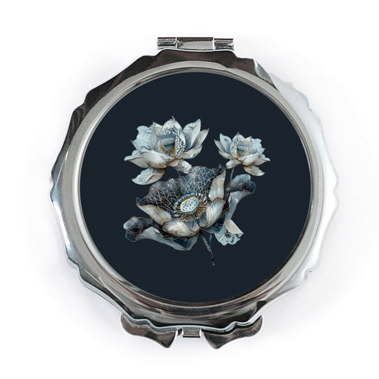 Lotus Flower Pocket Mirror, Floral Design Mirror, Compact Mirror for Makeup, Handbag Mirror, Elegant Pocket Mirror, Gift for Her - Tawshia