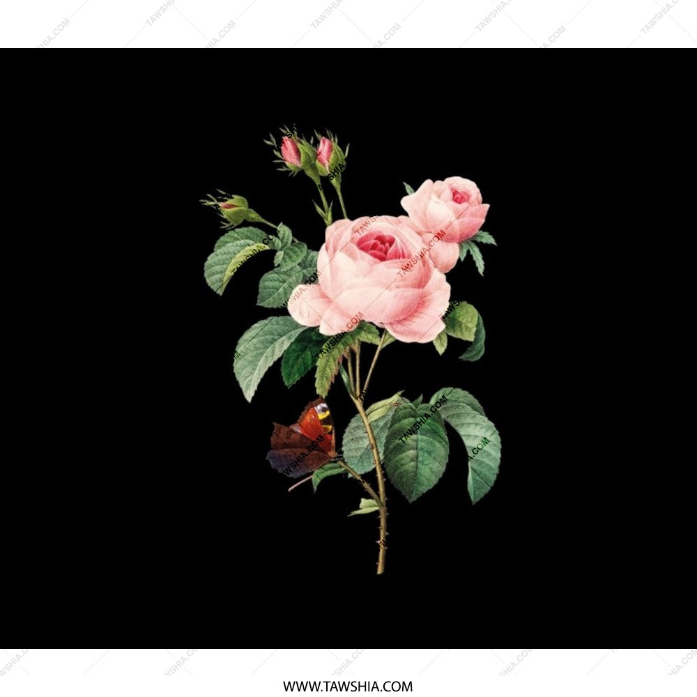 Rose Flower Backpack, Vintage Floral Backpack, Botanical Backpack, Pink Rose Art Print Backpack, Gift for Flower Lovers, Trendy Backpack - Tawshia