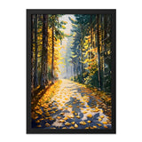 Autumn Forest Path Wall Art, Golden Leaves Painting, Nature Scenery Print, Fall Landscape Decor, Trees Artwork, Home Decor - Tawshia