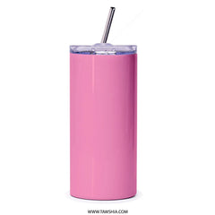 Pink Stainless Steel Tumbler with Straw Insulated Cup product
