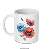 Watercolor Poppy Mug, Floral Coffee Mug, Poppy Flower Mug, Botanical Art Mug, Gift for Plant Lover, Colorful Mug, Summer Mug - Tawshia