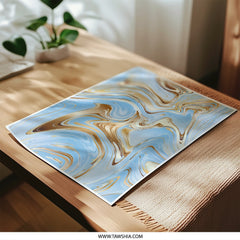 Blue Gold Swirls Photographic Print, Abstract Art, Fluid Art Decor, Home Decor, Wall Art, Modern Art, Trendy Prints - Tawshia