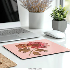Floral Mouse Pad, Pink Chrysanthemum, Botanical Desk Decor, Flower Mousepad, Pressed Flower Art, Office Gift, Floral Computer Accessory - Tawshia