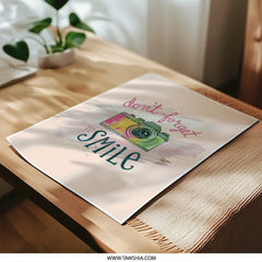 Don't Forget to Smile Photographic Print, Camera Wall Art, Inspirational Quote, Photography Gift, Positive Vibes, Home Decor - Tawshia