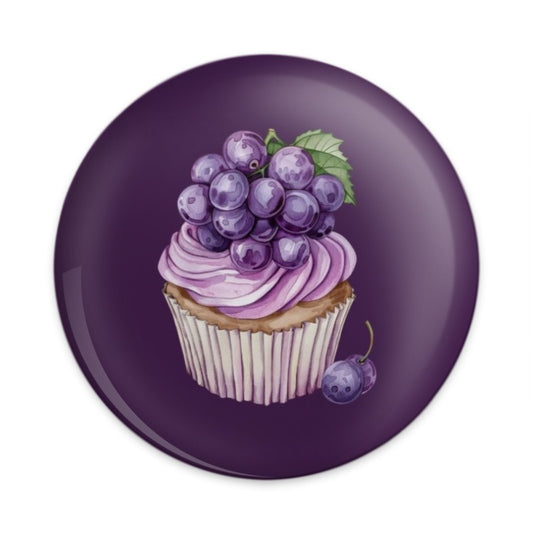 Grape Cupcake Pinback Button, Sweet Treat Badge, Cute Food Button, Purple Aesthetic Pin, Dessert Lover Gift, Unique Cupcake Design - Tawshia