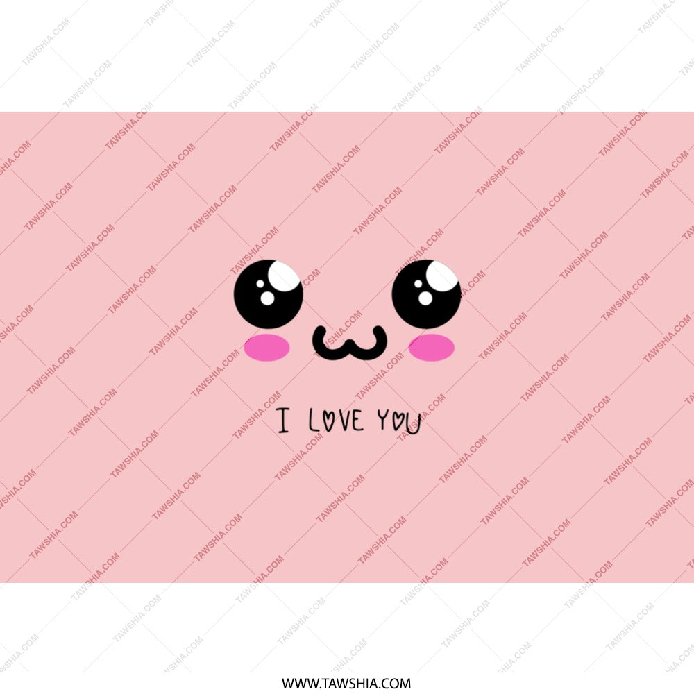 Kawaii Face Tumbler, Anime Inspired Gift, Cute Expression, Manga Style Design, Pink I Love You Tumbler, Gift for Her, Gift for Him - Tawshia