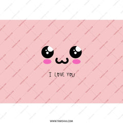 Kawaii Face Tumbler, Anime Inspired Gift, Cute Expression, Manga Style Design, Pink I Love You Tumbler, Gift for Her, Gift for Him - Tawshia