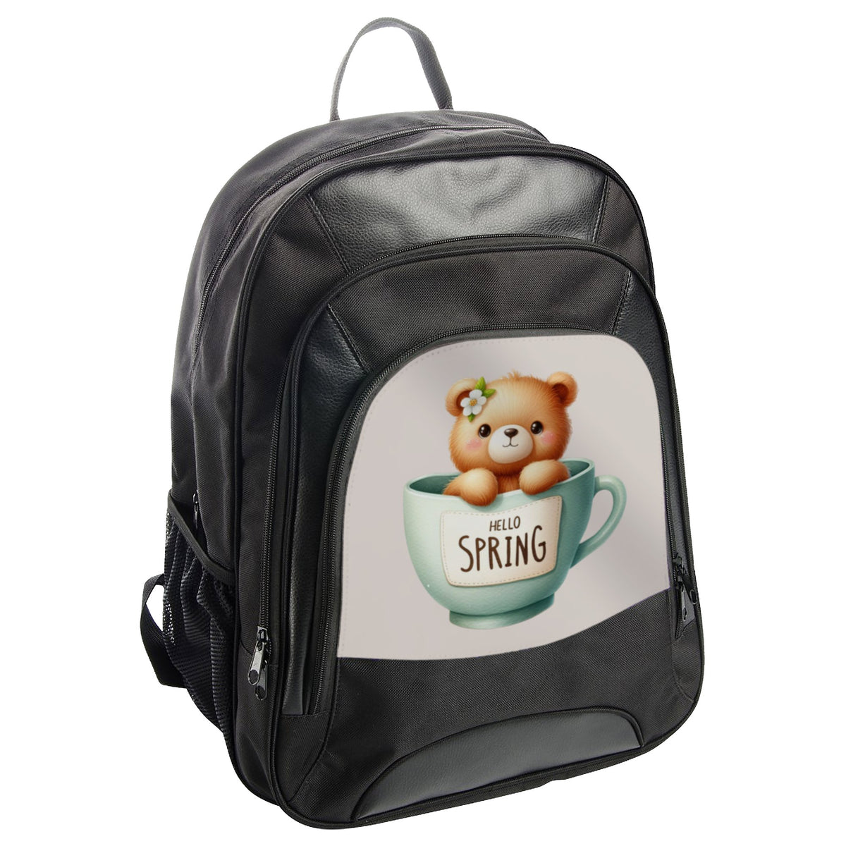 Hello Spring Teddy Bear in Cup Design Backpack Product