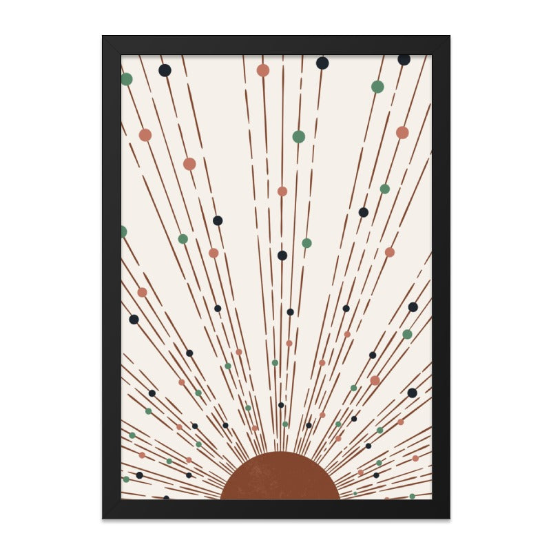 Boho Sun Wall Art, Abstract Sunrise Print, Mid Century Modern Art, Dots and Lines Decor, Geometric Wall Hanging, Minimalist Home Decor - Tawshia