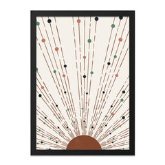 Boho Sun Wall Art, Abstract Sunrise Print, Mid Century Modern Art, Dots and Lines Decor, Geometric Wall Hanging, Minimalist Home Decor - Tawshia