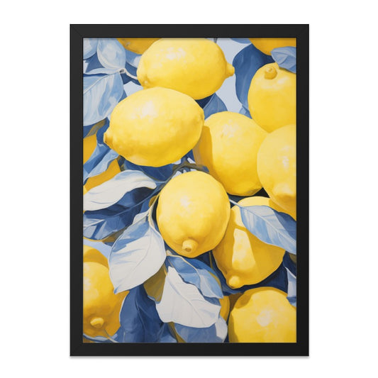 Lemon Wall Art, Fruit Print, Kitchen Decor, Modern Art, Botanical Illustration, Home Decor, Framed Art, Colorful Artwork, Lemon Decor - Tawshia