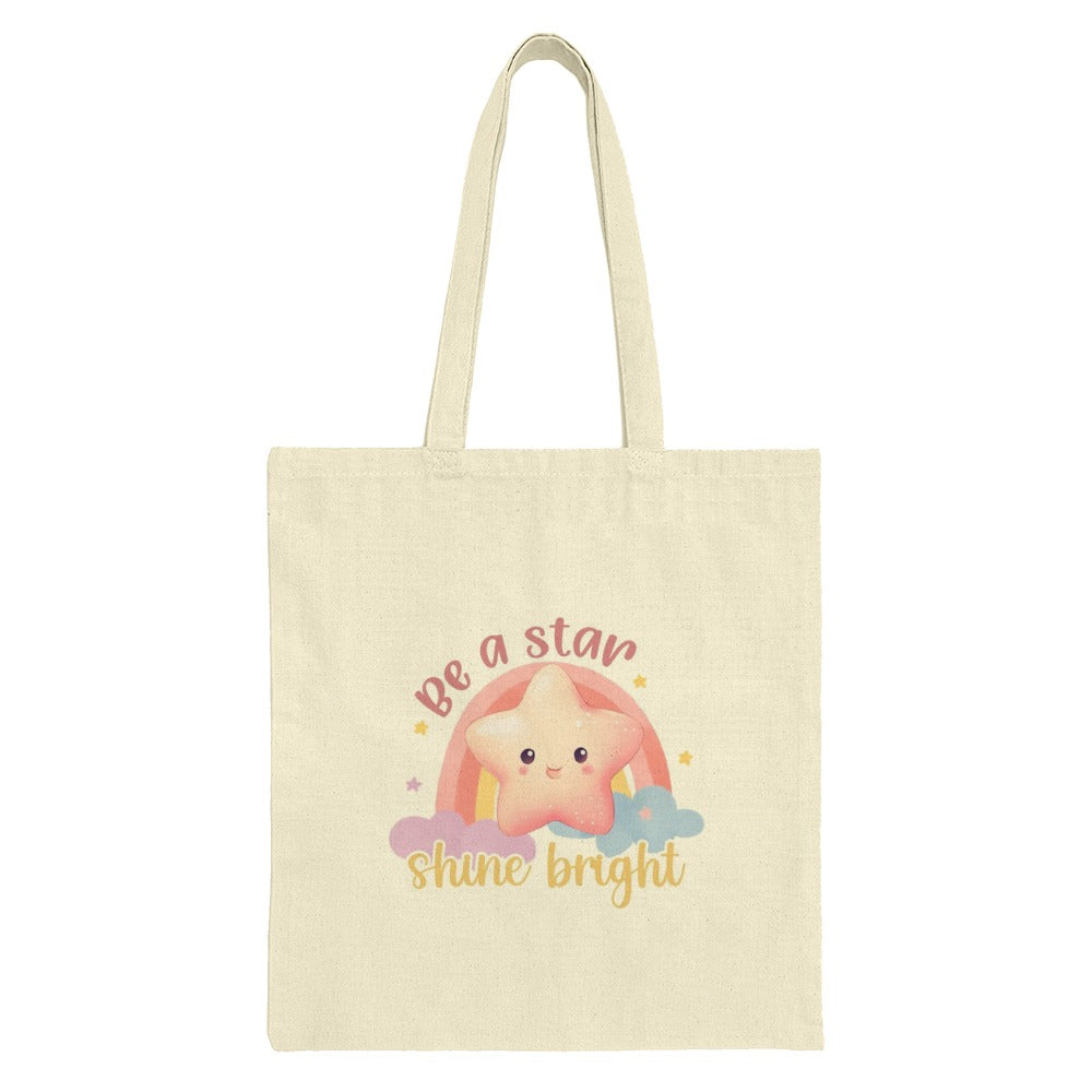 Be A Star Tote Bag, Shine Bright Tote, Cute Star Design Tote Bag, Encouragement Tote, Positive Vibes Bag, Rainbow Tote, Unique Gift - Tawshia