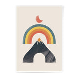 Boho Mountain Rainbow Photographic Print, Modern Wall Art Decor, Geometric Landscape Print, Abstract Mountain, Kids Room Print - Tawshia