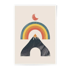 Boho Mountain Rainbow Photographic Print, Modern Wall Art Decor, Geometric Landscape Print, Abstract Mountain, Kids Room Print - Tawshia
