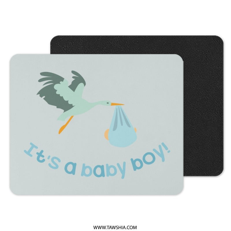 Baby Boy Mouse Pad, Stork Mousepad, New Baby Gift, Cute Mouse Pad, Baby Shower Gift, Boy Nursery Decor, Office Decor Mouse Pad - Tawshia