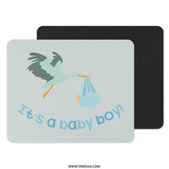 Baby Boy Mouse Pad, Stork Mousepad, New Baby Gift, Cute Mouse Pad, Baby Shower Gift, Boy Nursery Decor, Office Decor Mouse Pad - Tawshia