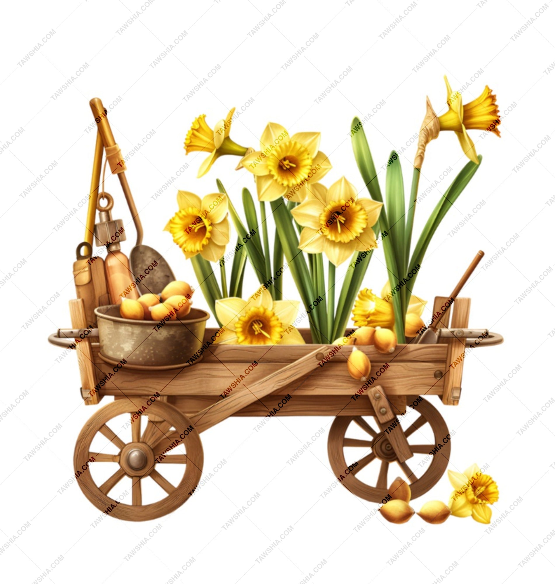 Daffodil Flower Mug, Floral Cart Design, Spring Garden Mug, Unique Flower Gift, Cute Mug, Easter Mug, Gardening Gift Mug, Yellow Flower Mug - Tawshia