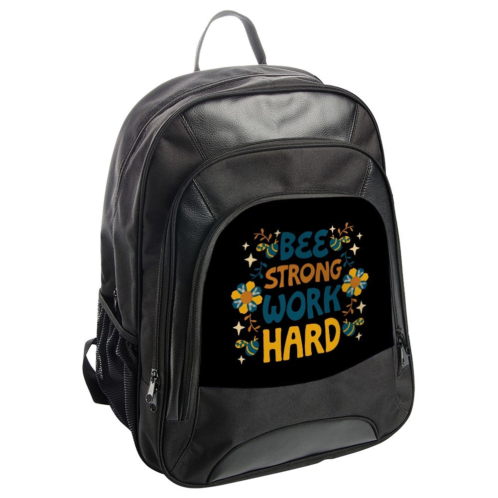 Bee Strong Work Hard BackPack, Floral Bee BackPack, Motivational BackPack, Inspirational BackPack, Gift For Student BackPack - Tawshia